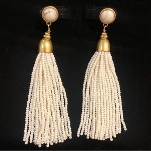 Stella & Dot | Gita White Tassel Earrings